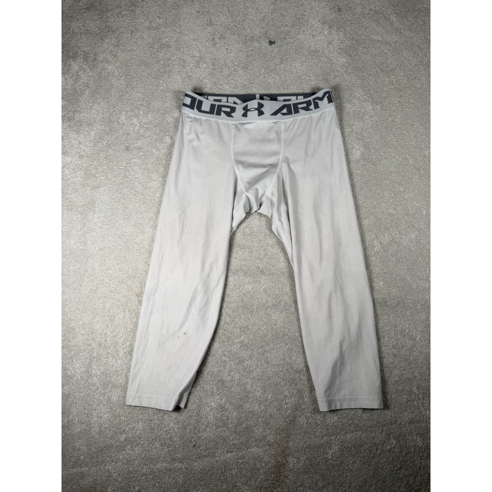 Under Armour Heatgear 3/4 Leggings Tight Fit Compression Pants White Size XL **